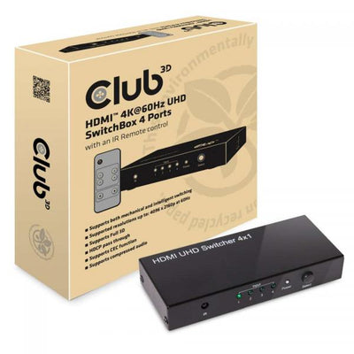 CLUB3D HDMI 4K60HZ 2.0 UHD SWITCHBOX 4 PORTS