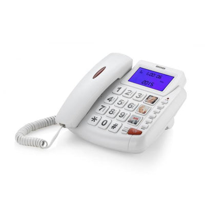 BRONDI BRAVO 90 LCD (BIANCO) - TELEFONO CORDED - TASTI GRANDI - VIVAVOCE - DISPLAY - AUDIO BOOST - COMPATIBILE CON APPARECCHI ACUSTICI