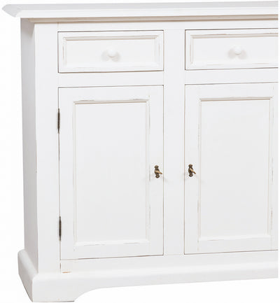 Biscottini Credenza Country in legno massello di tiglio finitura bianca anticata L202xPR45xH103 cm. Made in Italy