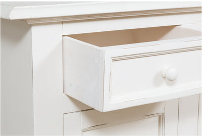 Biscottini Credenza Country in legno massello di tiglio finitura bianca anticata L202xPR45xH103 cm. Made in Italy