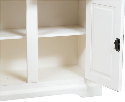 Biscottini Credenza Country in legno massello di tiglio finitura bianca anticata L202xPR45xH103 cm. Made in Italy