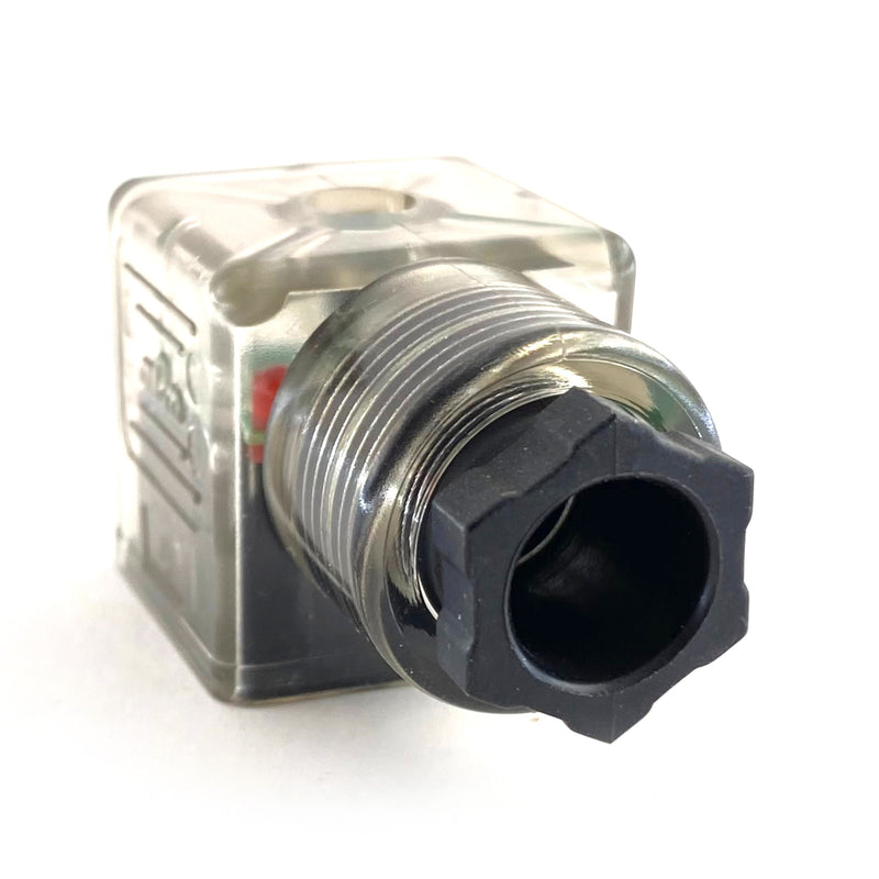 Connettore 30x30 2P+T unif. con led rosso + diodo 10-50VCC PG9 Aleyay