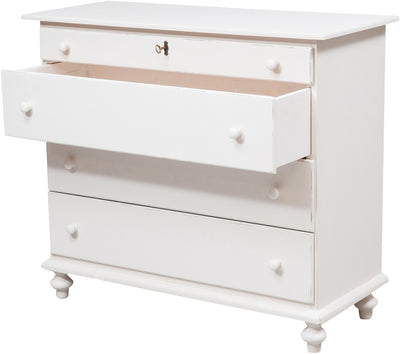 Biscottini Comò Country in legno massello di tiglio finitura bianca anticata L114xPR49xH99 cm. Made in Italy