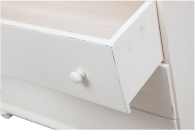 Biscottini Comò Country in legno massello di tiglio finitura bianca anticata L114xPR49xH99 cm. Made in Italy