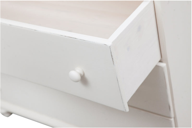 Biscottini Comò Country in legno massello di tiglio finitura bianca anticata L114xPR49xH99 cm. Made in Italy