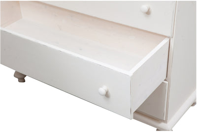 Biscottini Comò Country in legno massello di tiglio finitura bianca anticata L114xPR49xH99 cm. Made in Italy