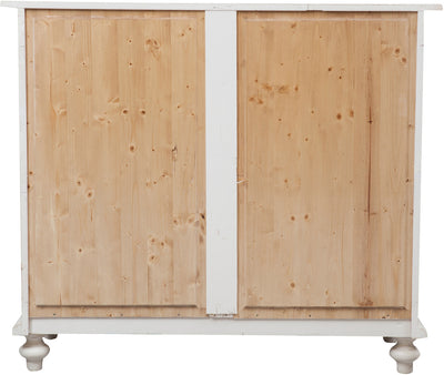 Biscottini Comò Country in legno massello di tiglio finitura bianca anticata L114xPR49xH99 cm. Made in Italy