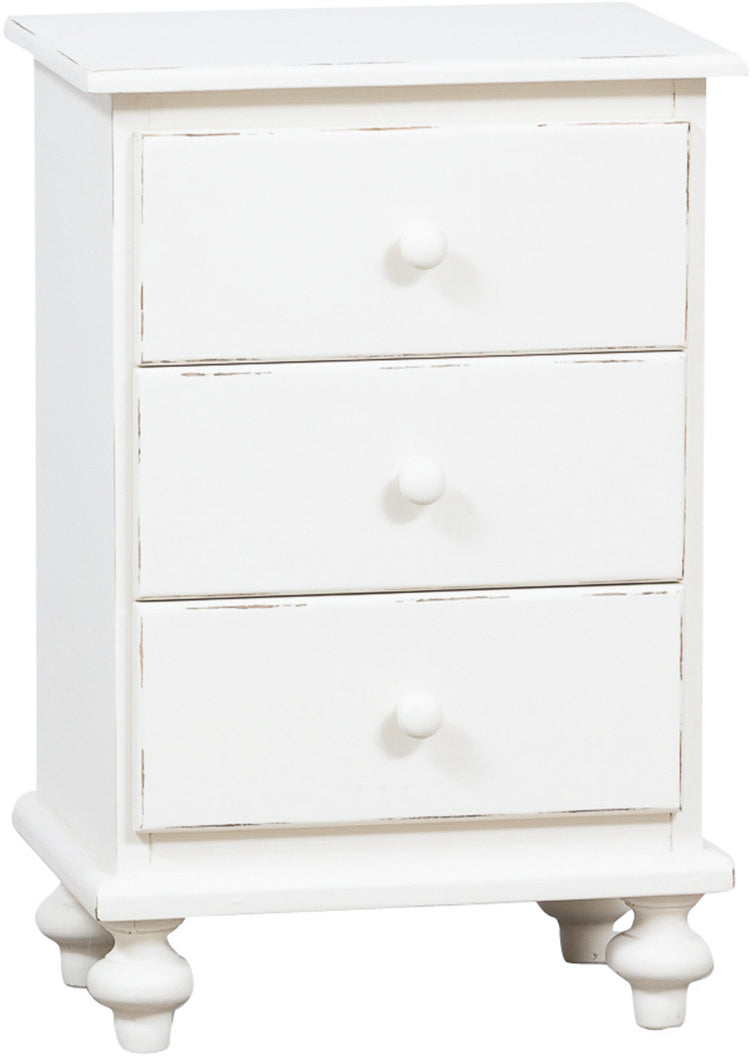 Biscottini Comodino Country in legno massello di tiglio finitura bianca anticata L50xPR35xH70 cm. Made in Italy