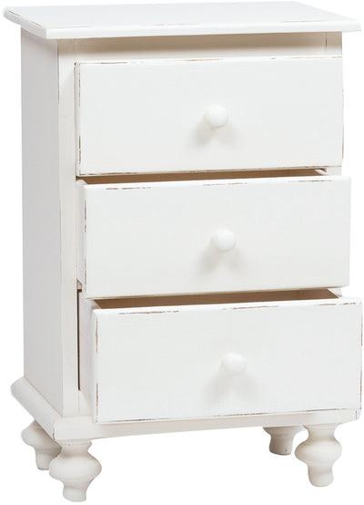 Biscottini Comodino Country in legno massello di tiglio finitura bianca anticata L50xPR35xH70 cm. Made in Italy