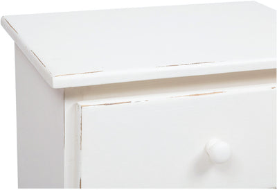 Biscottini Comodino Country in legno massello di tiglio finitura bianca anticata L50xPR35xH70 cm. Made in Italy