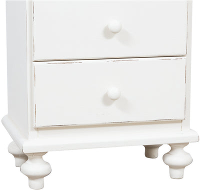 Biscottini Comodino Country in legno massello di tiglio finitura bianca anticata L50xPR35xH70 cm. Made in Italy