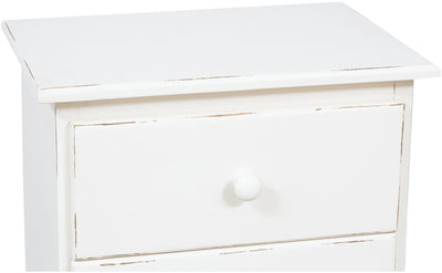 Biscottini Comodino Country in legno massello di tiglio finitura bianca anticata L50xPR35xH70 cm. Made in Italy