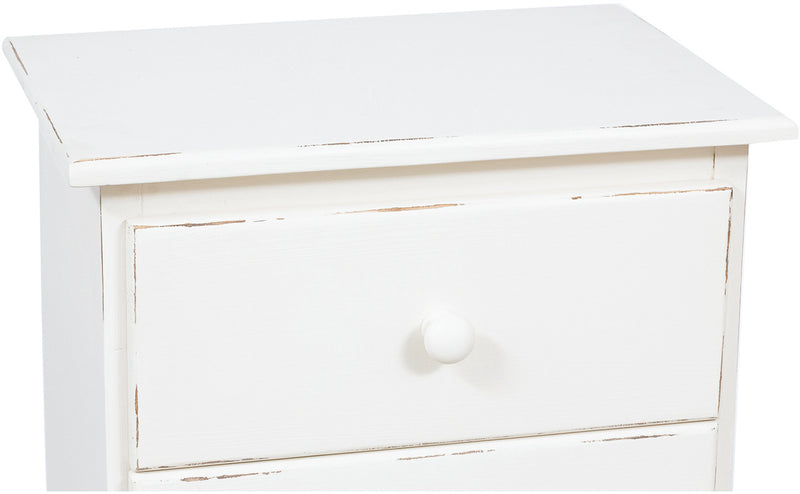 Biscottini Comodino Country in legno massello di tiglio finitura bianca anticata L50xPR35xH70 cm. Made in Italy