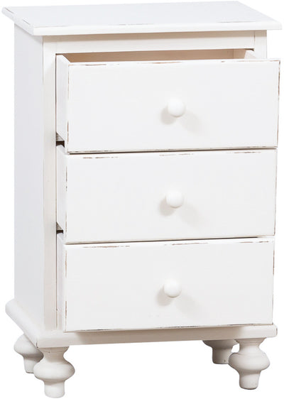 Biscottini Comodino Country in legno massello di tiglio finitura bianca anticata L50xPR35xH70 cm. Made in Italy