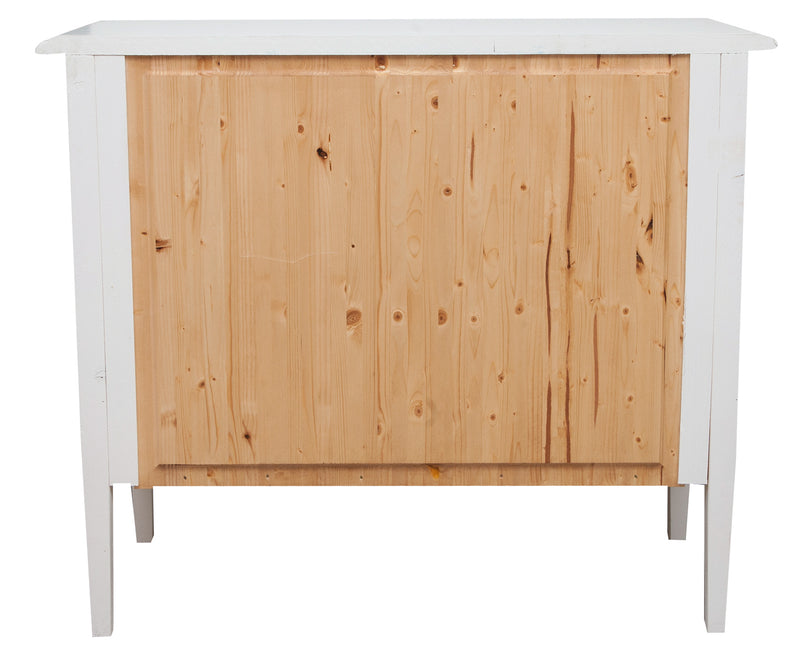 Biscottini Comò Country in legno massello di tiglio finitura bianca anticata L100xPR48xH85 cm. Made in Italy