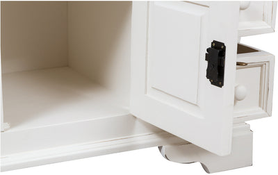 Biscottini Mobile porta tv Country in legno massello di tiglio finitura bianca anticata L150xPR51xH56 cm. Made in Italy