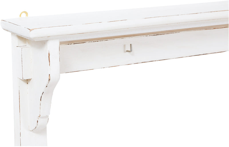 Biscottini Attaccarame in legno massello di tiglio finitura bianca anticata Made in Italy