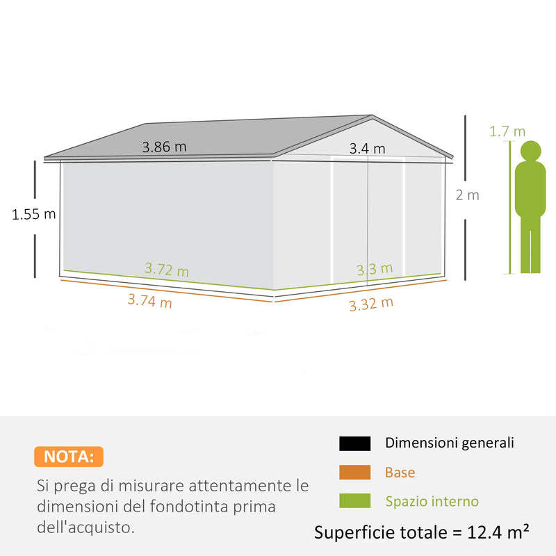 Casetta da Giardino con 2 Porte Scorrevoli e 4 Prese d&