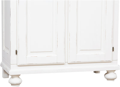 Biscottini Armadio Country in legno massello di tiglio finitura bianca anticata L100xPR50xH210 cm. Made in Italy