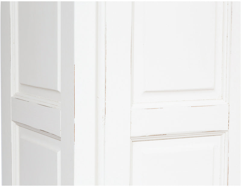 Biscottini Armadio Country in legno massello di tiglio finitura bianca anticata L100xPR50xH210 cm. Made in Italy