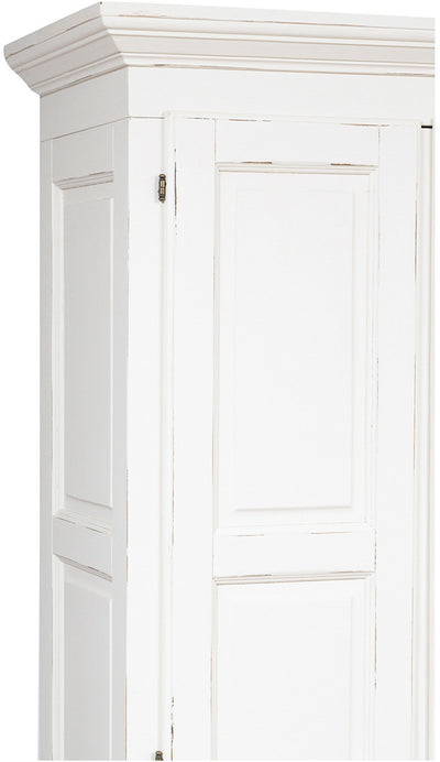 Biscottini Armadio Country in legno massello di tiglio finitura bianca anticata L100xPR50xH210 cm. Made in Italy