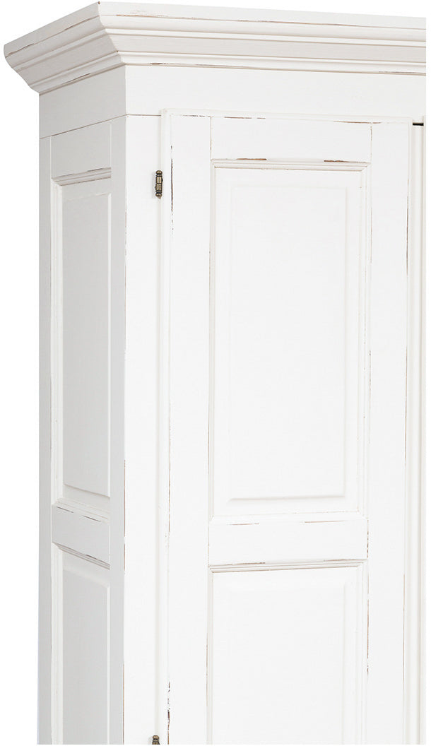 Biscottini Armadio Country in legno massello di tiglio finitura bianca anticata L100xPR50xH210 cm. Made in Italy