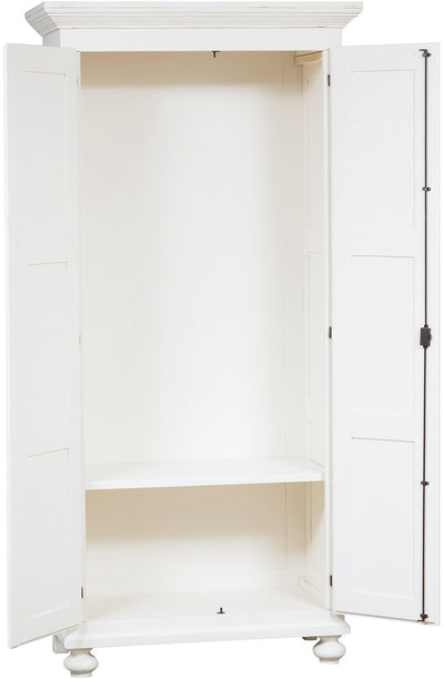 Biscottini Armadio Country in legno massello di tiglio finitura bianca anticata L100xPR50xH210 cm. Made in Italy