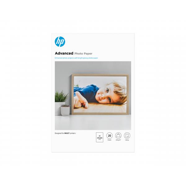 HP Carta fotografica Advanced, lucida, 250 g/m2, A3 (297 x 420 mm), 20 fogli