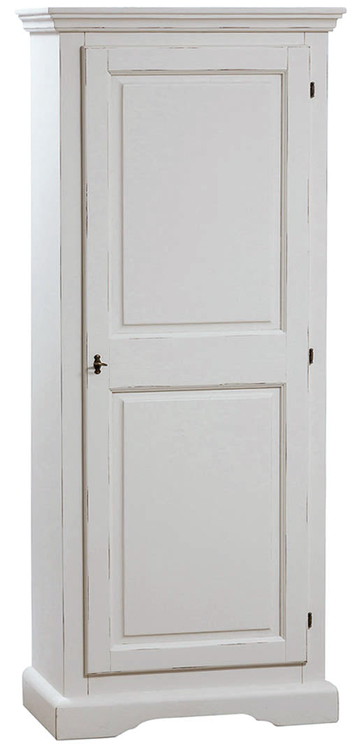 Biscottini Stipo Country in legno massello di tiglio finitura bianca anticata L72xPR40xH173 cm. Made in Italy