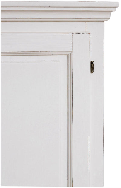 Biscottini Stipo Country in legno massello di tiglio finitura bianca anticata L72xPR40xH173 cm. Made in Italy