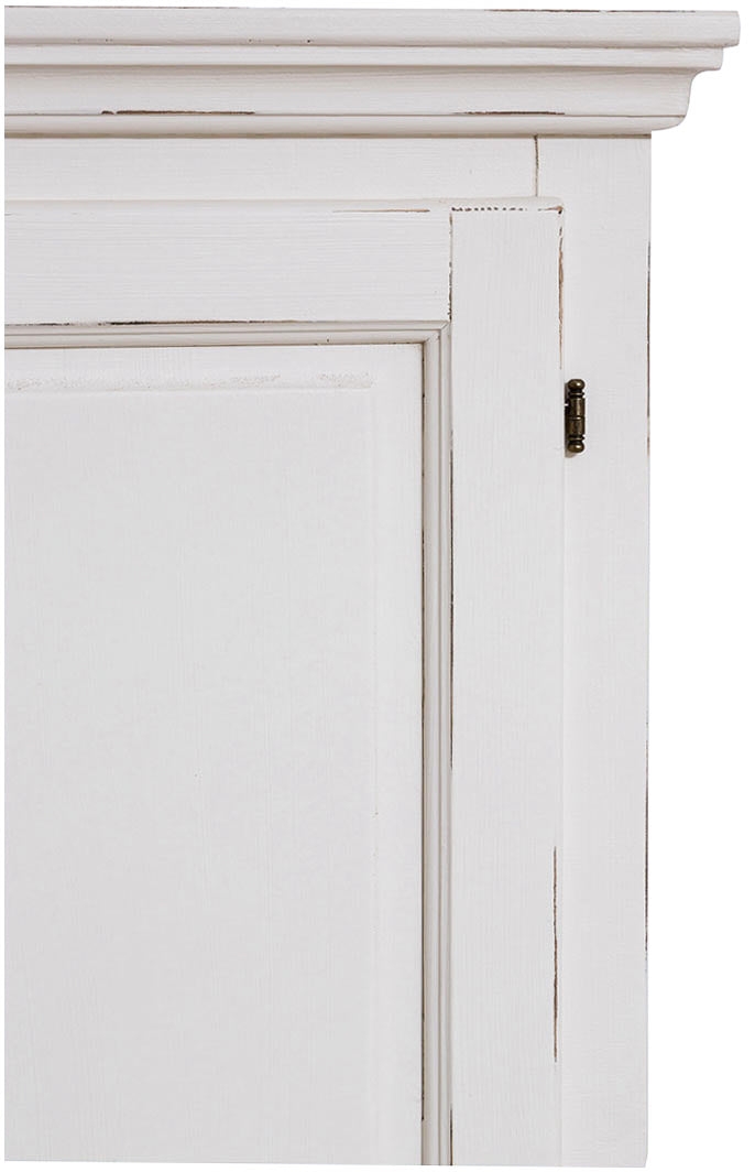 Biscottini Stipo Country in legno massello di tiglio finitura bianca anticata L72xPR40xH173 cm. Made in Italy