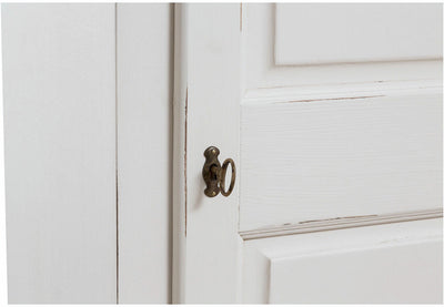 Biscottini Stipo Country in legno massello di tiglio finitura bianca anticata L72xPR40xH173 cm. Made in Italy