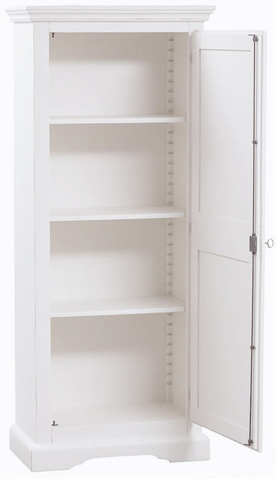 Biscottini Stipo Country in legno massello di tiglio finitura bianca anticata L72xPR40xH173 cm. Made in Italy