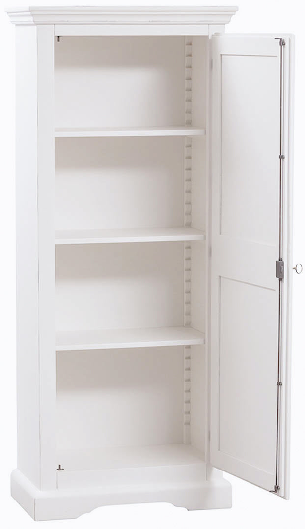 Biscottini Stipo Country in legno massello di tiglio finitura bianca anticata L72xPR40xH173 cm. Made in Italy