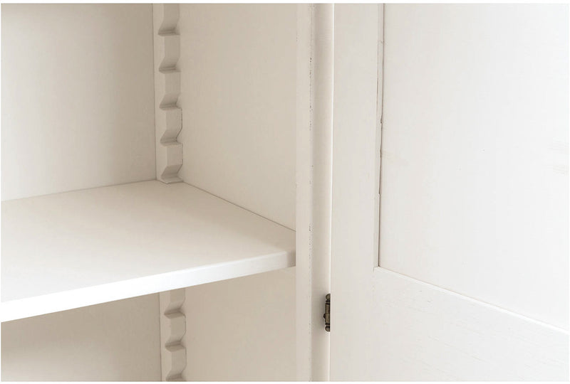 Biscottini Stipo Country in legno massello di tiglio finitura bianca anticata L72xPR40xH173 cm. Made in Italy