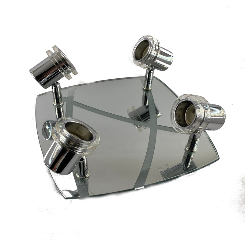 Plafoniera quadrata 4 faretti con vetro GU10 4X50W Aleyay