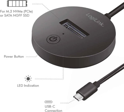 Adattatore USB-C 3.2 Quickport per SSD M.2 NVMe (PCIe) e SATA (NGFF)