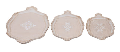 Biscottini SET TRE VASSOI IN LEGNO FIORENTINI totalmente decorato inciso Offerta Speciale