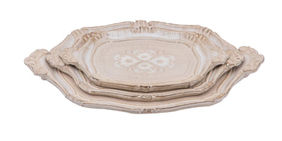 Biscottini SET TRE VASSOI IN LEGNO FIORENTINI totalmente decorato inciso Offerta Speciale