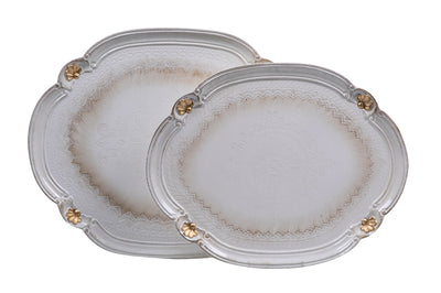 Biscottini SET DUE VASSOI IN LEGNO FIORENTINI decorati incisi mano Offerta Speciale