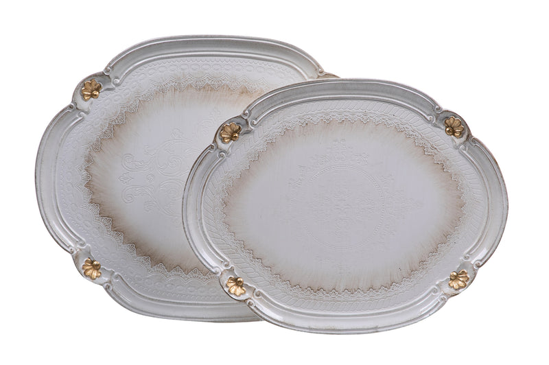 Biscottini SET DUE VASSOI IN LEGNO FIORENTINI decorati incisi mano Offerta Speciale