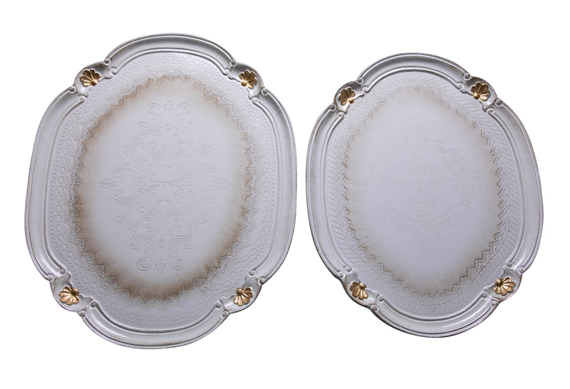 Biscottini SET DUE VASSOI IN LEGNO FIORENTINI decorati incisi mano Offerta Speciale