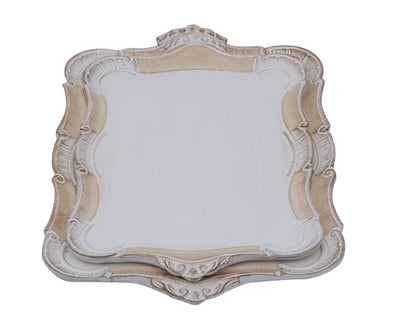 Biscottini SET DUE VASSOI IN LEGNO FIORENTINI decorati incisi mano Offerta Speciale