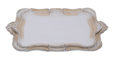 Biscottini SET DUE VASSOI IN LEGNO FIORENTINI decorati incisi mano Offerta Speciale