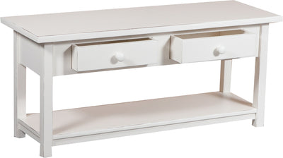 Biscottini Mobile porta tv Country in legno massello di tiglio finitura bianca anticata L110xPR40xH50 cm. Made in Italy