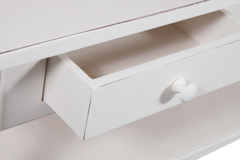 Biscottini Mobile porta tv Country in legno massello di tiglio finitura bianca anticata L110xPR40xH50 cm. Made in Italy