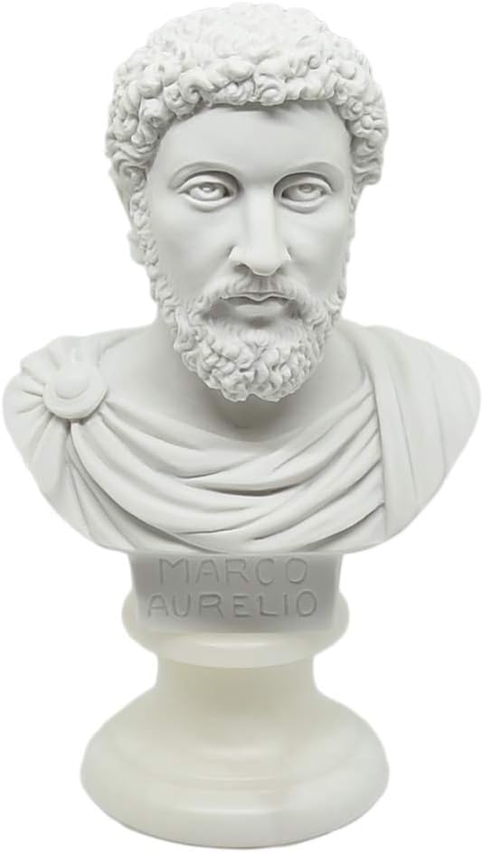 Busto Statua Design: Marco Aurelio (Imperatore Romano) - Riproduzione busto, scultura in marmo e resina - circa 13 cm, 350 gr. - Prodotto Toscano, Design Made in Italy - Idea Regalo Casa