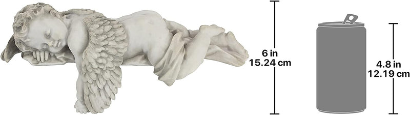 Design Toscano Tempo di fare la nanna, Piccolo angelo dormiente Statua mensola, poliresina, pietra antica, 30 cm