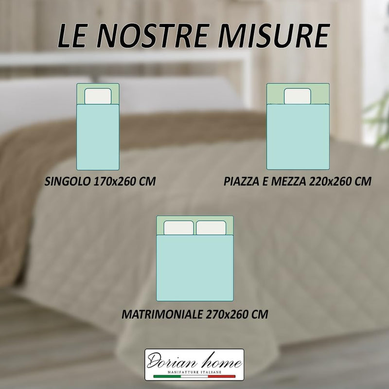 Dorian Home - Copriletto Trapuntato, Trapuntino Mezza Stagione, Trapunta Primaverile Autunnale Made in Italy. (Piazza e Mezza 220 x 260 cm, Blu Notte/Blu Royal)