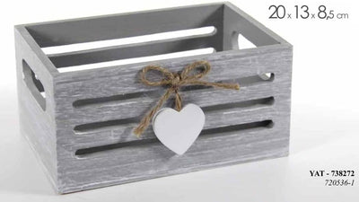 cassettina in Legno Porta Oggetti Porta Pane Decoro Cuore 20 * 13 * 8,5 cm Shabby Chic con Manici